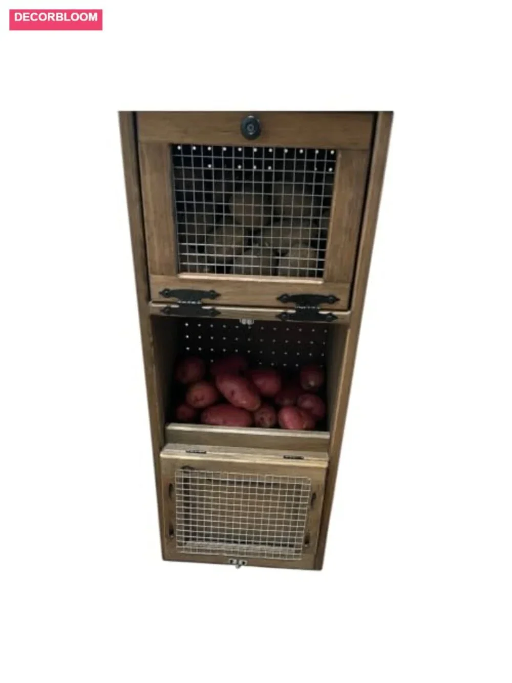 Solid Pine Wood Veggie Bin Rustic Food Storage Container